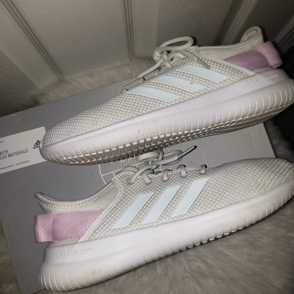 ADDIDAS, Cloudfoams, White & pink💕pull tab, size 8 original box